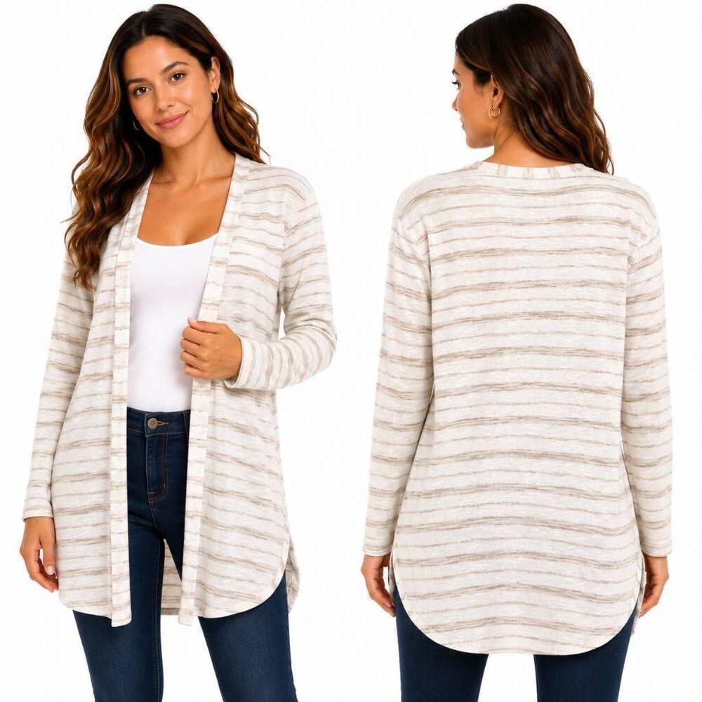 Maurices Long Open Front Striped Duster Cardigan M
